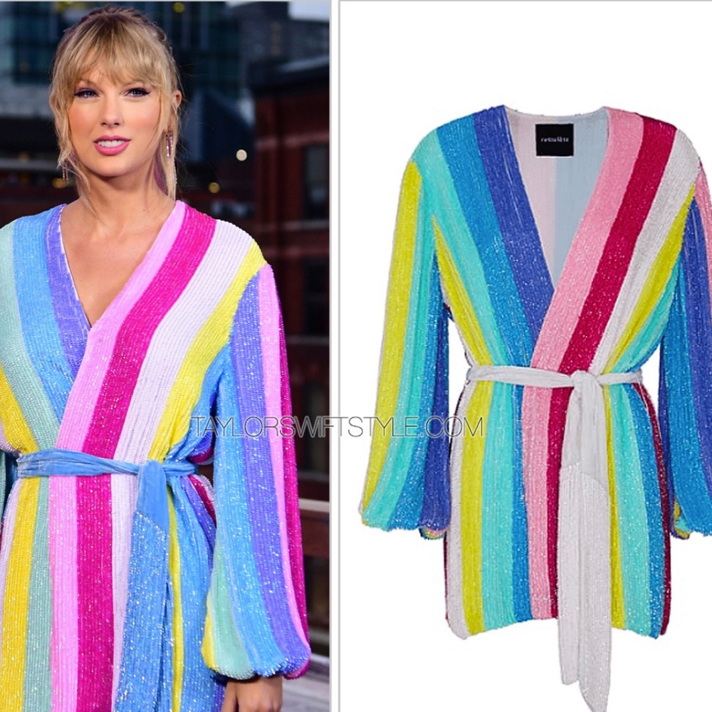NWT Retrofete Rainbow wrap dress sz M. Same dress as seen on Taylor Swift!